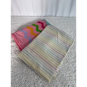 VTG Zany‎ 2 Colorful Wavy Stripes Cotton Pillowcase Twin Standard